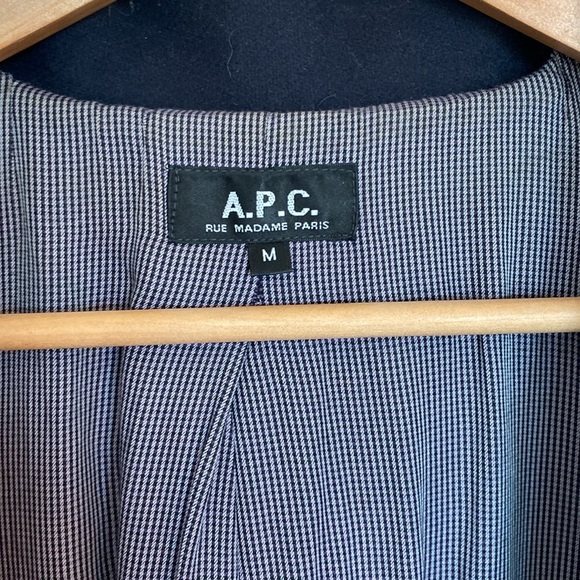 A.P.C wool coat hooded navy size medium - Picture 8 of 14